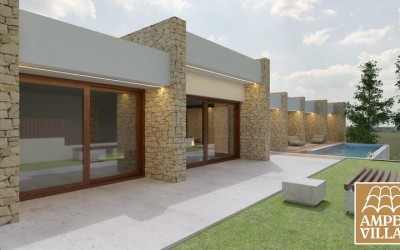 Villa moderna en construcción cerca de la playa y del puerto deportivo de Campomanes de Altea.